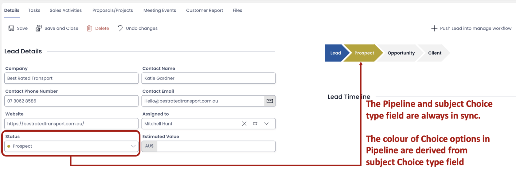 Pipeline with a choice field